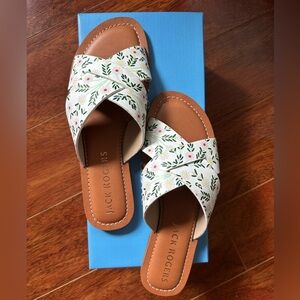 JACK ROGERS Women's Slotted Daisy Print Sloane X-Band Flat Sandal 6.5